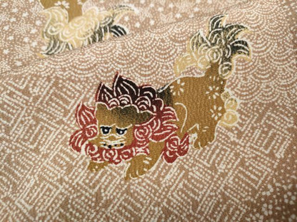平和屋着物●上質な小紋　型染め　唐獅子　正絹　逸品　CABI9968ut