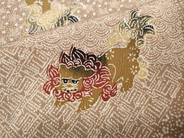 平和屋着物●上質な小紋　型染め　唐獅子　正絹　逸品　CABI9968ut