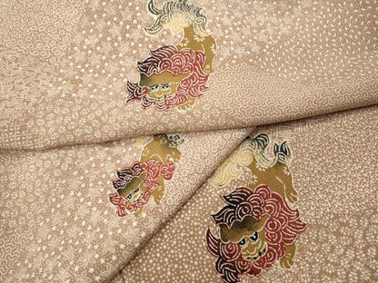 平和屋着物●上質な小紋　型染め　唐獅子　正絹　逸品　CABI9968ut