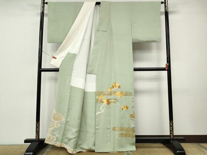 平和屋着物●豪華色留袖　駒刺繍　エ霞松文　金彩　正絹　逸品　CABI9972ut