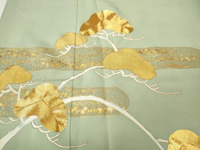 平和屋着物●豪華色留袖　駒刺繍　エ霞松文　金彩　正絹　逸品　CABI9972ut