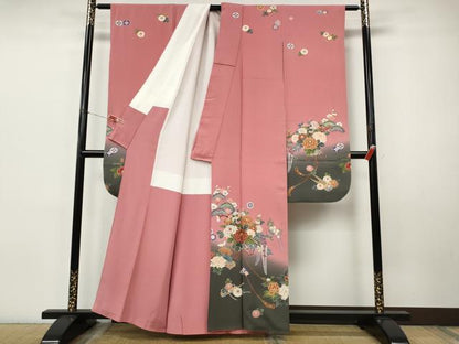平和屋着物●豪華振袖・長襦袢セット　駒刺繍　楽器花文　暈し染め　金彩　正絹　逸品　CABI9974ut