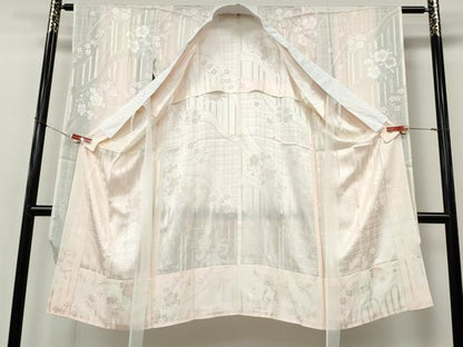 平和屋着物●豪華振袖・長襦袢セット　駒刺繍　楽器花文　暈し染め　金彩　正絹　逸品　CABI9974ut