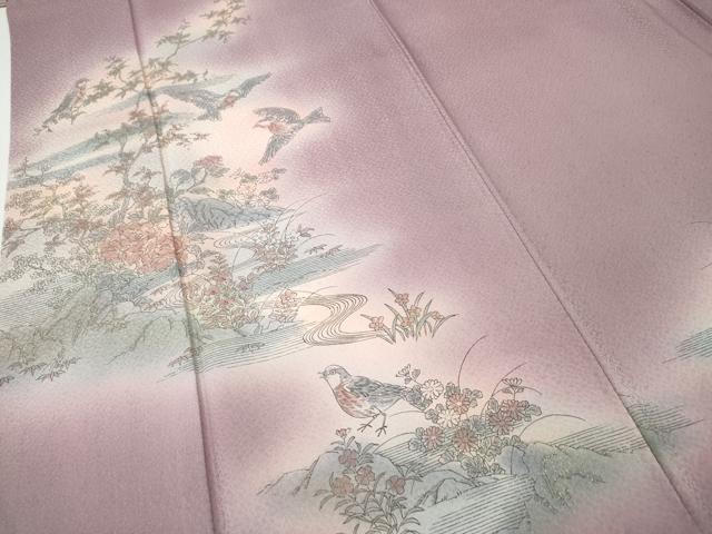 平和屋着物●訪問着　花鳥文　暈し染め　金銀彩　正絹　逸品　CABI9978ut