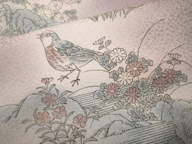 平和屋着物●訪問着　花鳥文　暈し染め　金銀彩　正絹　逸品　CABI9978ut