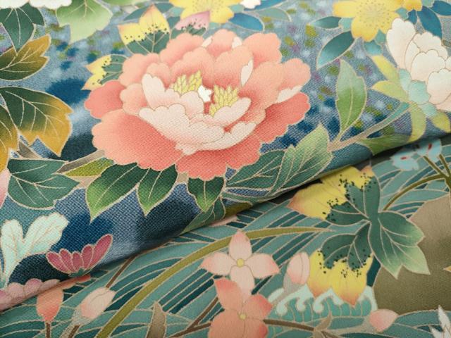 平和屋着物●豪華黒留袖　友禅　作家物　鴛鴦花文　暈し染め　正絹　逸品　未使用　CABI9980ut