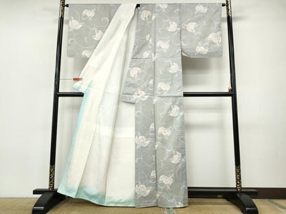 平和屋着物●本場染大島紬　更紗花文　正絹　逸品　CABI9981ut