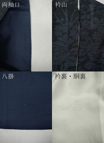 平和屋着物●結城紬　100亀甲　草花文　正絹　逸品　CABI9983ut