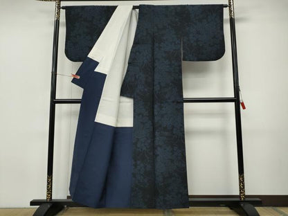 平和屋着物●結城紬　100亀甲　草花文　正絹　逸品　CABI9983ut