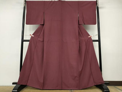 平和屋着物●江戸小紋　紬地　万筋　浅蘇芳色×長春色　正絹　逸品　CABI9984ut