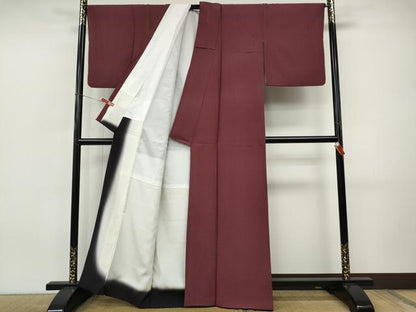 平和屋着物●江戸小紋　紬地　万筋　浅蘇芳色×長春色　正絹　逸品　CABI9984ut
