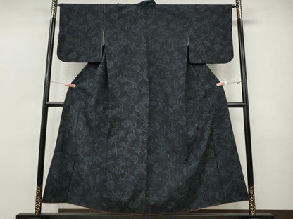 平和屋着物●結城紬　ふくら雀　笹　正絹　逸品　CABI9985ut