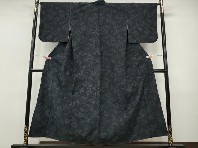 平和屋着物●結城紬　ふくら雀　笹　正絹　逸品　CABI9985ut