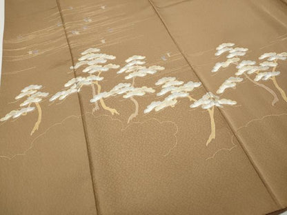 平和屋着物●中国三大刺繍　相良刺繍　総刺繍　訪問着　船　松　正絹　逸品　CABI9987ut
