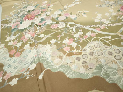 平和屋着物●訪問着　大西一廣　駒刺繍　花車文　暈し染め　金彩　正絹　逸品　CABI9988ut