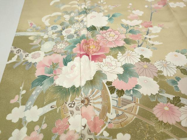 平和屋着物●訪問着　大西一廣　駒刺繍　花車文　暈し染め　金彩　正絹　逸品　CABI9988ut