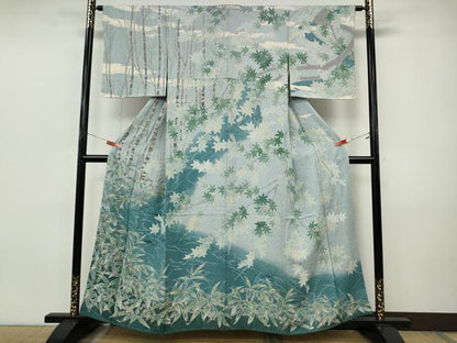 平和屋着物●訪問着　作家物　流水枝葉文　正絹　逸品　CABI9992ut