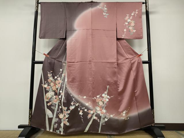 平和屋着物●訪問着　扇面鴛鴦枝花文　暈し染め　金彩　正絹　逸品　CABI9993ut