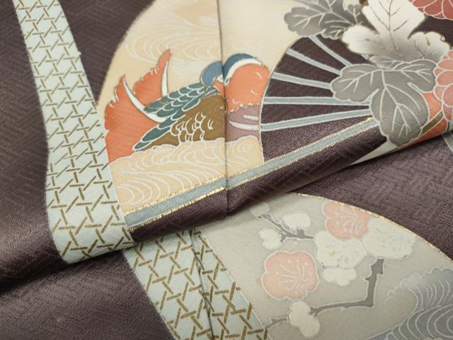 平和屋着物●訪問着　扇面鴛鴦枝花文　暈し染め　金彩　正絹　逸品　CABI9993ut