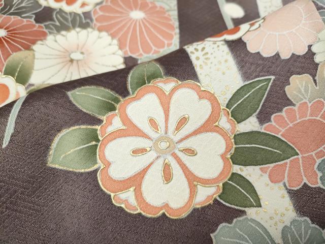 平和屋着物●訪問着　扇面鴛鴦枝花文　暈し染め　金彩　正絹　逸品　CABI9993ut