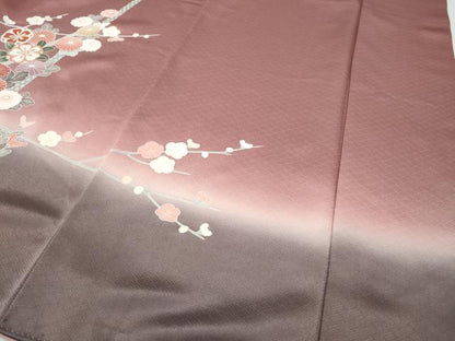 平和屋着物●訪問着　扇面鴛鴦枝花文　暈し染め　金彩　正絹　逸品　CABI9993ut