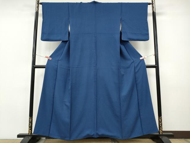 平和屋着物●上質な色無地　紋意匠　青藍色　正絹　逸品　CABI9996ut