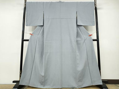 平和屋着物●上質な色無地　灰青色　正絹　逸品　CABI9997ut