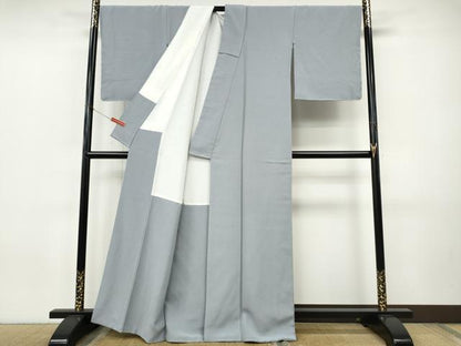 平和屋着物●上質な色無地　灰青色　正絹　逸品　CABI9997ut