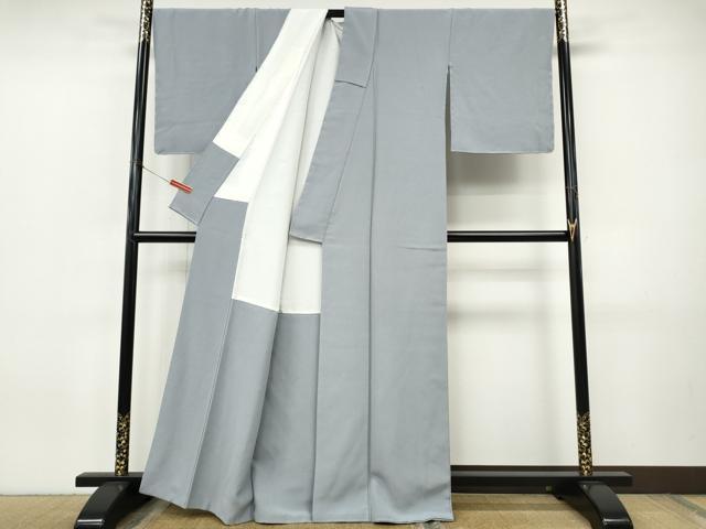 平和屋着物●上質な色無地　灰青色　正絹　逸品　CABI9997ut