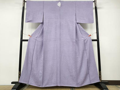平和屋着物●上質な色無地　風景草花地紋　薄葡萄色　正絹　逸品　未使用　CABI9999ut