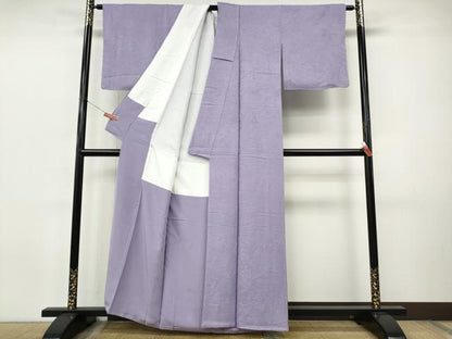 平和屋着物●上質な色無地　風景草花地紋　薄葡萄色　正絹　逸品　未使用　CABI9999ut