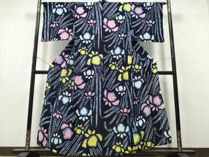平和屋着物∴夏物　浴衣　有松鳴海絞り　杜若　綿　逸品　CABJ0001ng