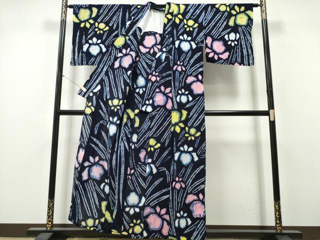 平和屋着物∴夏物　浴衣　有松鳴海絞り　杜若　綿　逸品　CABJ0001ng