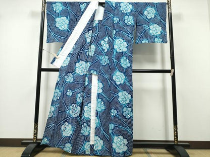平和屋着物∴夏物　浴衣　有松鳴海絞り　枝牡丹　綿　逸品　CABJ0002ng