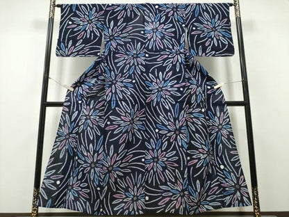 平和屋着物∴夏物　浴衣　有松鳴海絞り　花火　綿　逸品　CABJ0003ng