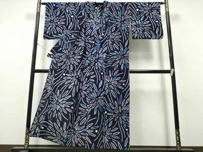 平和屋着物∴夏物　浴衣　有松鳴海絞り　花火　綿　逸品　CABJ0003ng