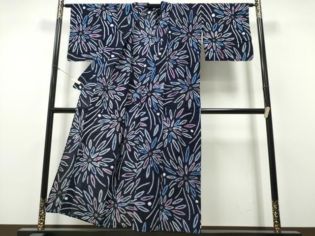 平和屋着物∴夏物　浴衣　有松鳴海絞り　花火　綿　逸品　CABJ0003ng