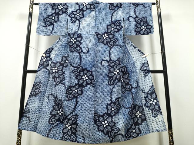 平和屋着物∴夏物　浴衣　有松鳴海絞り　花唐草文　綿　逸品　CABJ0004ng