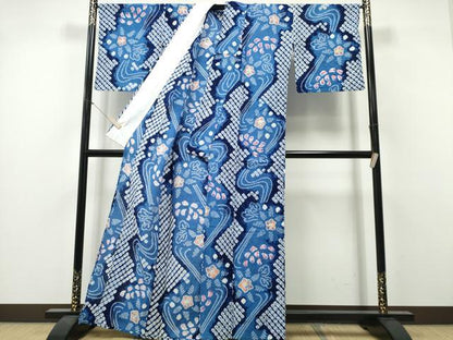 平和屋着物∴夏物　浴衣　有松鳴海絞り　流水菊文　綿　逸品　CABJ0005ng