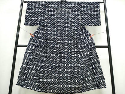 平和屋着物∴夏物　浴衣　有松鳴海絞り　菱花文　綿　逸品　CABJ0006ng