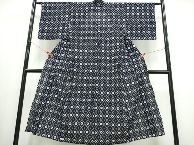 平和屋着物∴夏物　浴衣　有松鳴海絞り　菱花文　綿　逸品　CABJ0006ng