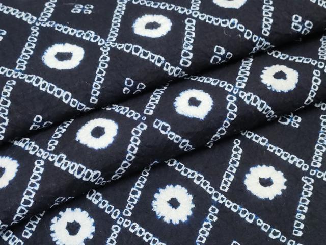平和屋着物∴夏物　浴衣　有松鳴海絞り　菱花文　綿　逸品　CABJ0006ng