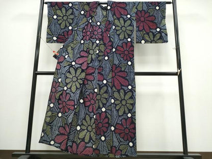 平和屋着物∴夏物　浴衣　有松鳴海絞り　麻の葉花文　綿　逸品　CABJ0007ng