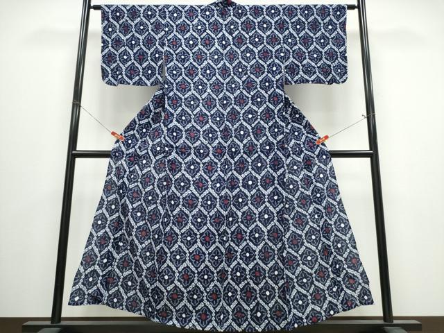平和屋着物∴夏物　浴衣　有松鳴海絞り　亀甲花文　綿　逸品　未使用　CABJ0010ng