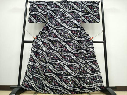 平和屋着物∴夏物　浴衣　有松鳴海絞り　立涌菊文　綿　逸品　CABJ0011ng
