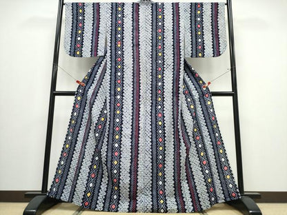 平和屋着物∴夏物　浴衣　有松鳴海絞り　吉祥菱間道　綿　逸品　CABJ0014ng