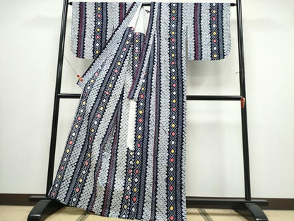 平和屋着物∴夏物　浴衣　有松鳴海絞り　吉祥菱間道　綿　逸品　CABJ0014ng