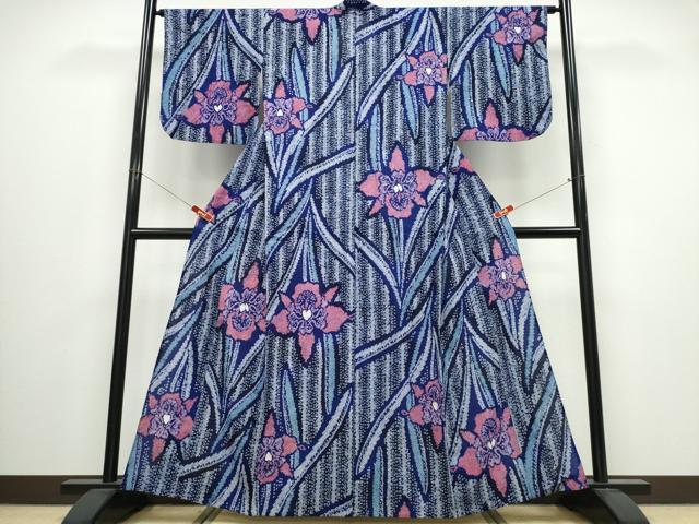 平和屋着物∴夏物　浴衣　有松鳴海絞り　草花文　綿　逸品　CABJ0016ng
