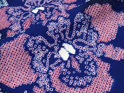 平和屋着物∴夏物　浴衣　有松鳴海絞り　草花文　綿　逸品　CABJ0016ng