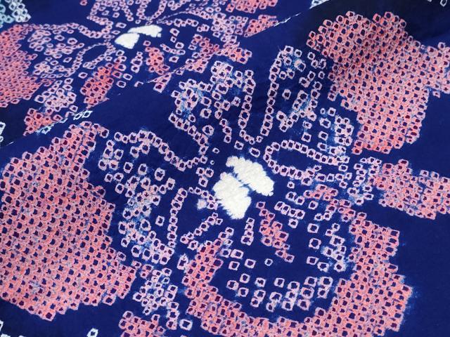 平和屋着物∴夏物　浴衣　有松鳴海絞り　草花文　綿　逸品　CABJ0016ng